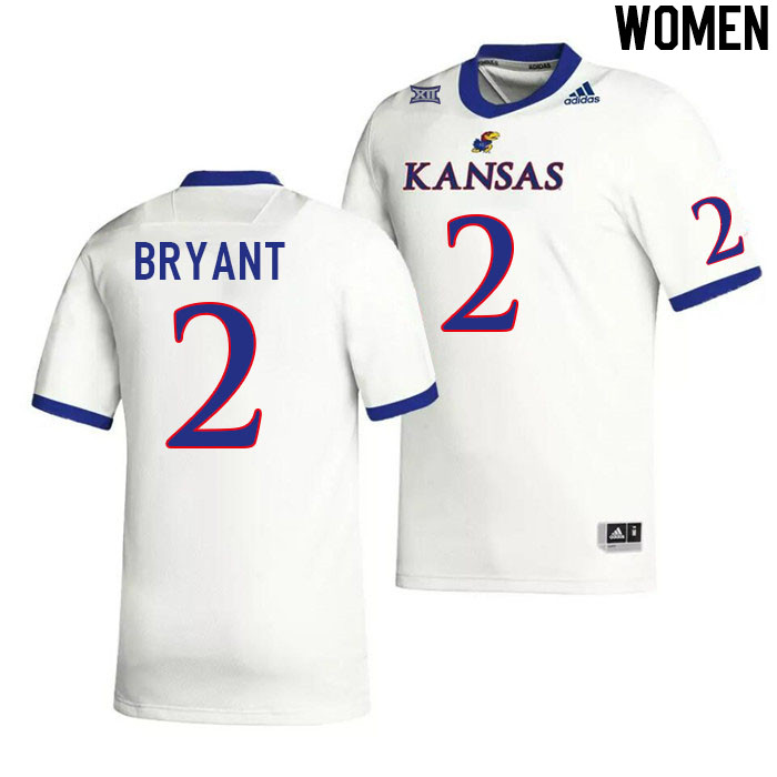 Women #2 Cobee Bryant Kansas Jayhawks College Football Jerseys Stitched Sale-White